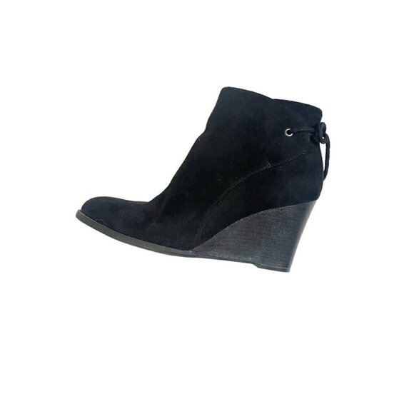 Madeline Girl Black Suede Wedge Ankle Boots with Zipper Women's Size 8.5 Fall - Picture 1 of 8